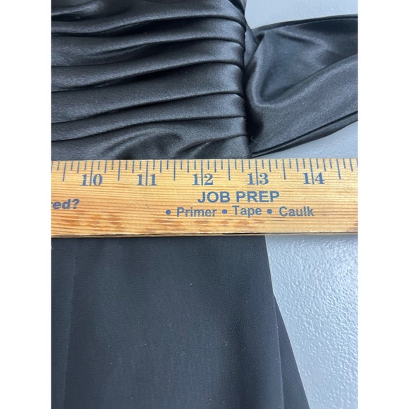 Formal Black High Neck Open Back Evening Gown with Satin Bow Detail Floor Length - Picture 7 of 9